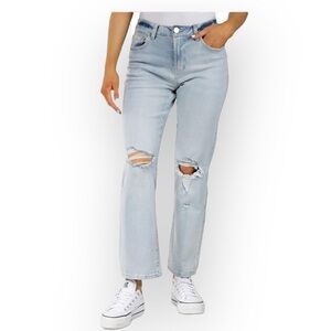 Indigo Rein High Rise Cropped Wide Leg Jeans